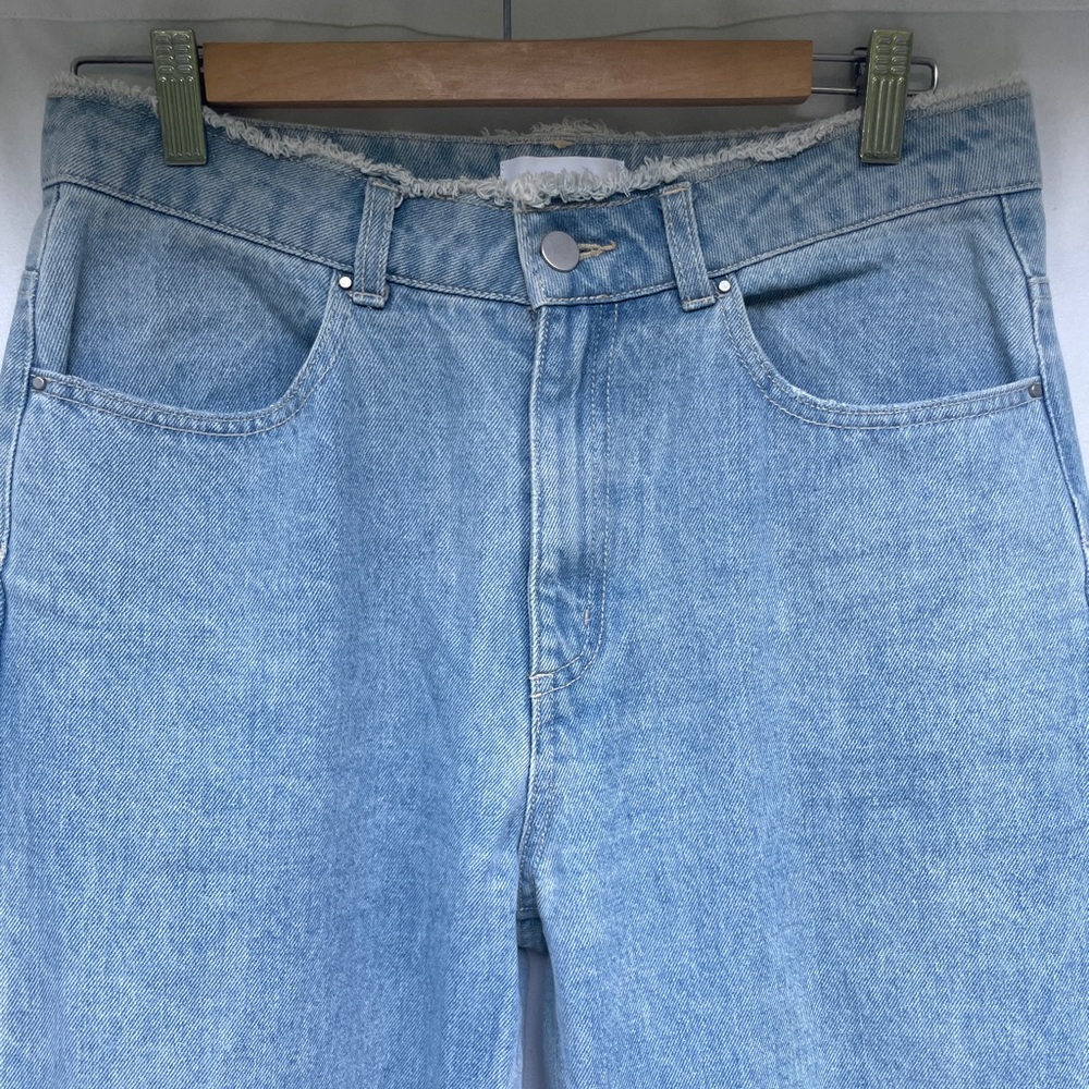 Oak + Fort Cuffed Straight Blue Jeans - Picture 4 of 8